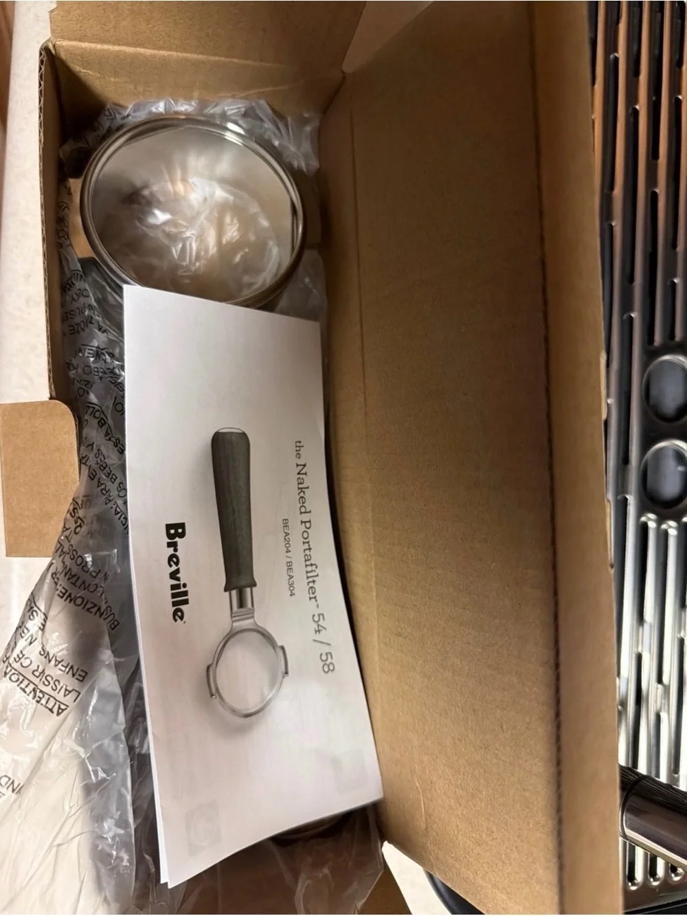 Breville Naked Portafilter 58 with Dark Wood Handle